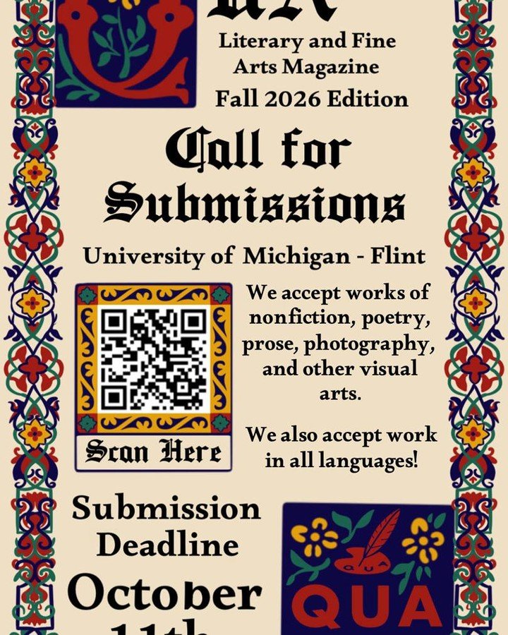 Call for Submissions - Qua Literary and Fine Arts Magazine Fall 2026 Edition
