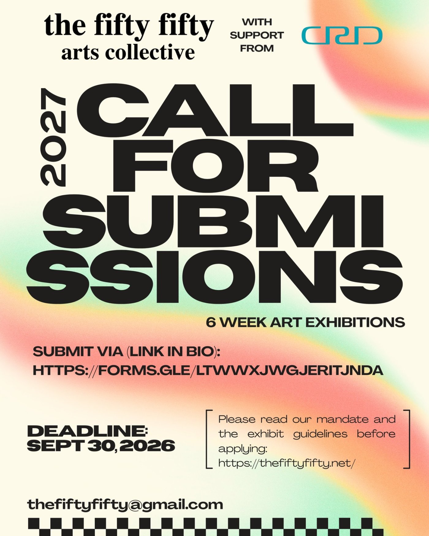 2027 Call for Submissions - the fifty fifty arts collective