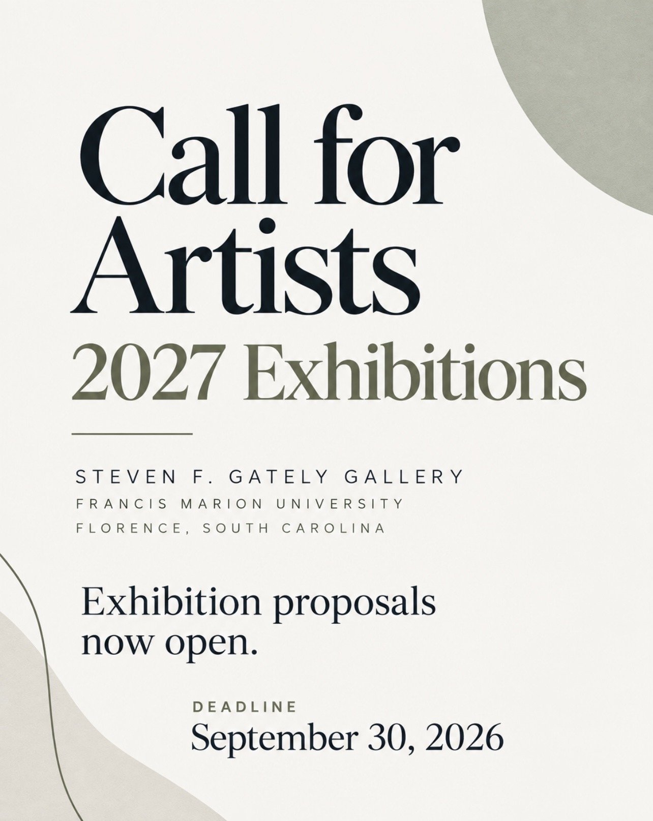 Call for Artists: 2027 Exhibitions
