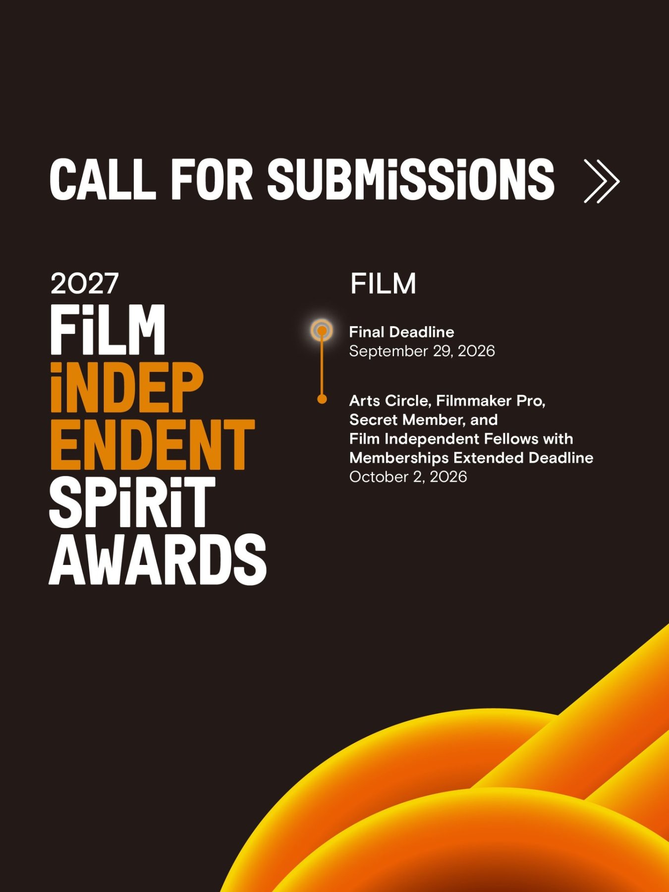 2027 Film Independent Spirit Awards - Call for Submissions