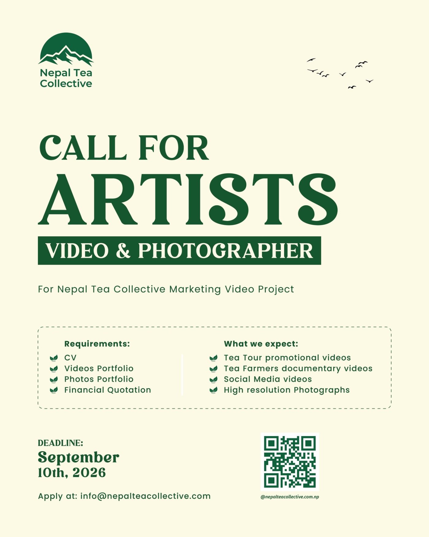 Call for Artists: Video & Photographer for Nepal Tea Collective Marketing Project