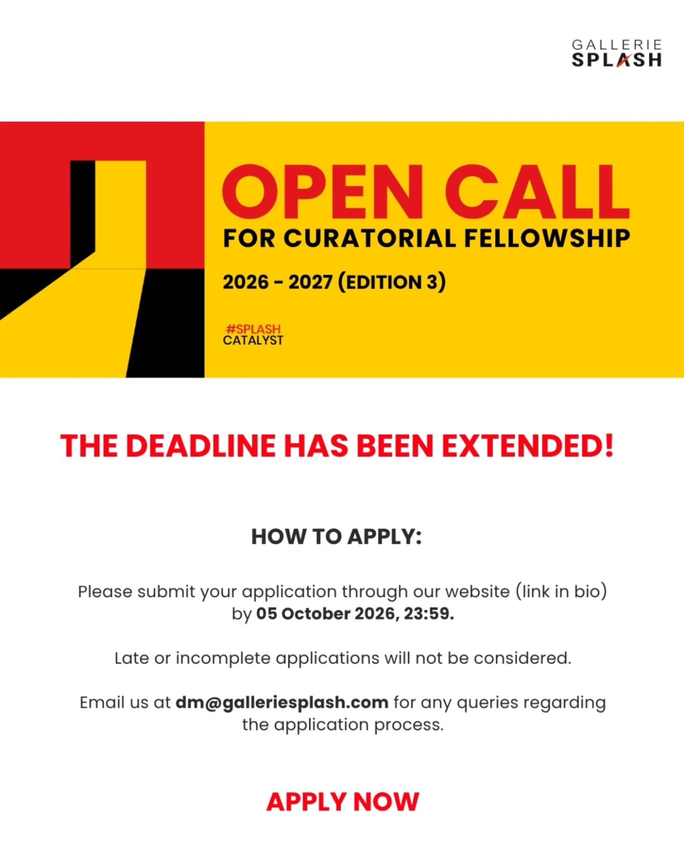 OPEN CALL FOR CURATORIAL FELLOWSHIP 2026 – 2027 (EDITION 3)