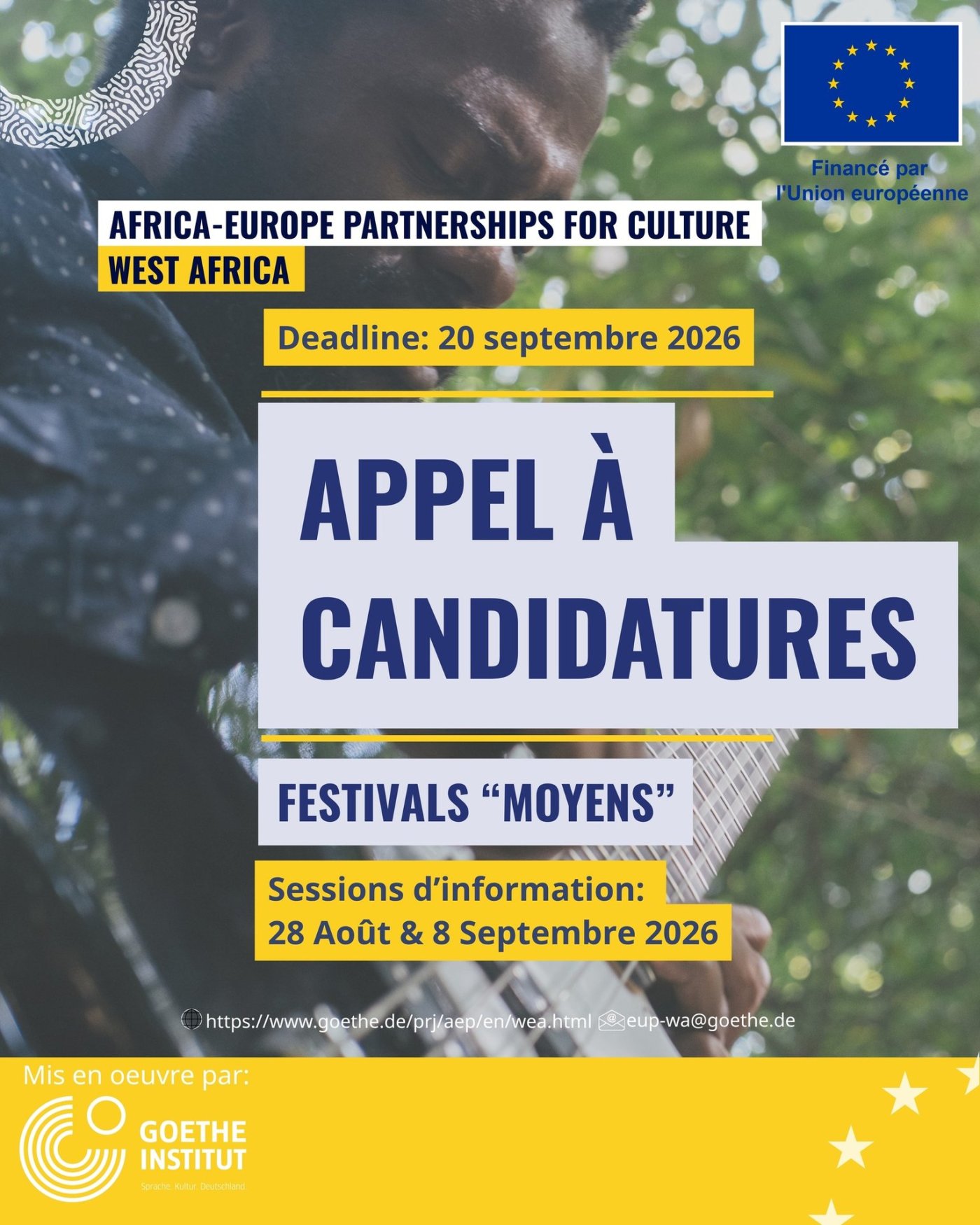 Appel à candidatures : Festivals "Moyens" Afrique-Europe Partenariats pour la Culture (Afrique de l'Ouest)