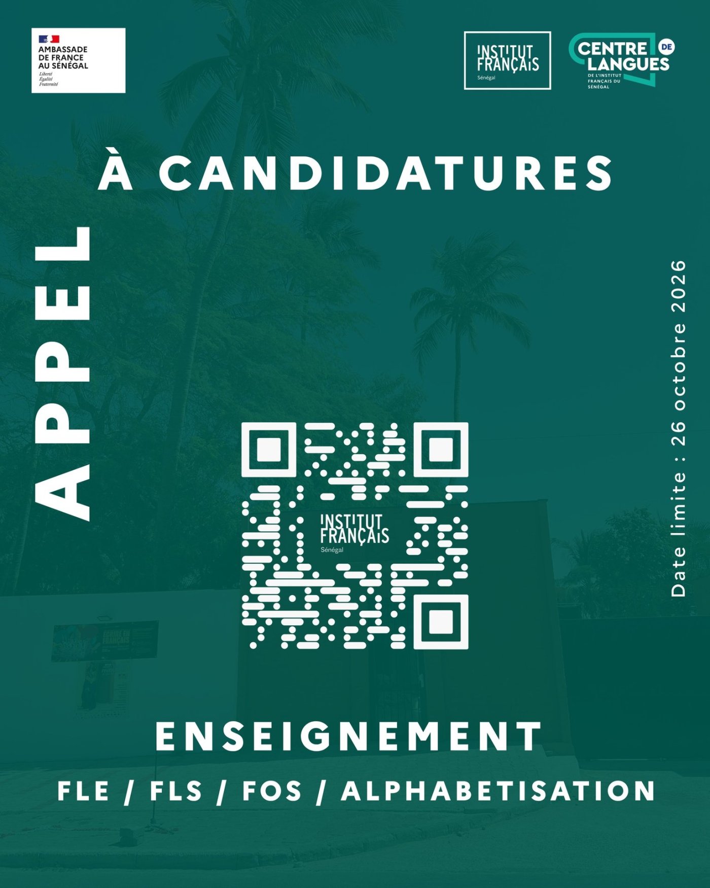 Appel à candidatures - Stage Enseignement FLE/FLS/FOS/Alphabétisation à Saint-Louis