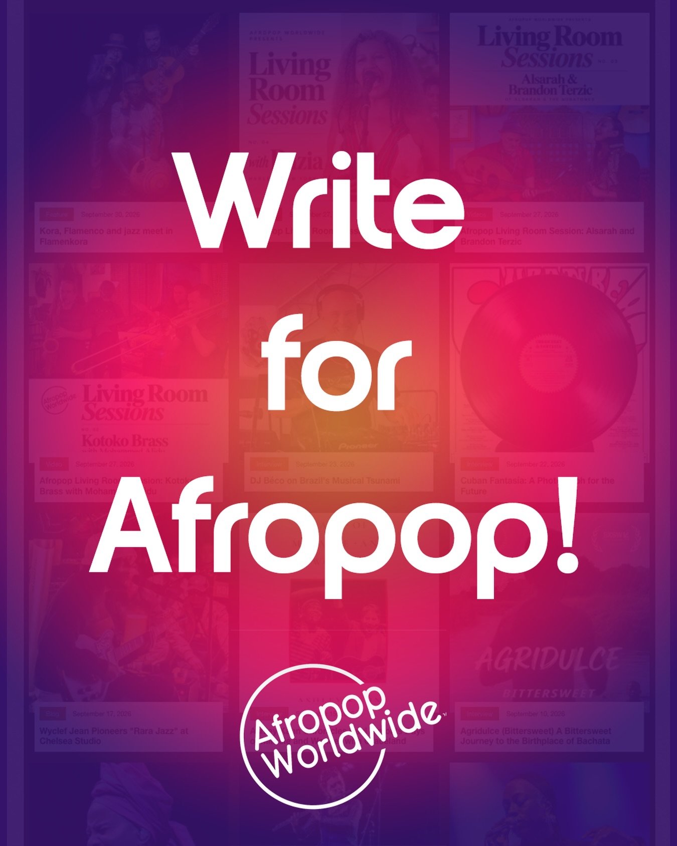 Write for Afropop! - Call for Writers