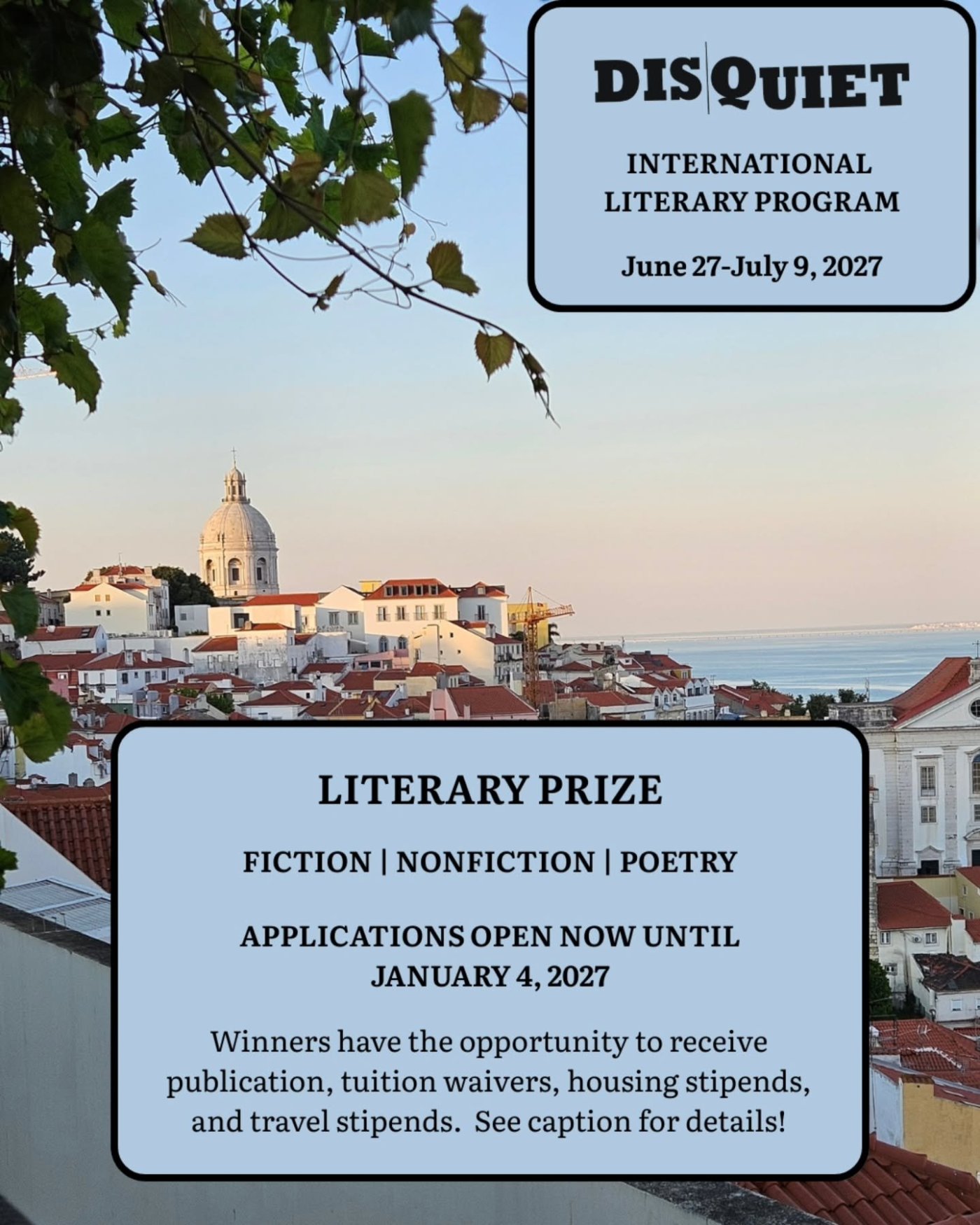 DISQUIET International Literary Program - Literary Prize & Luso/American Fellowships