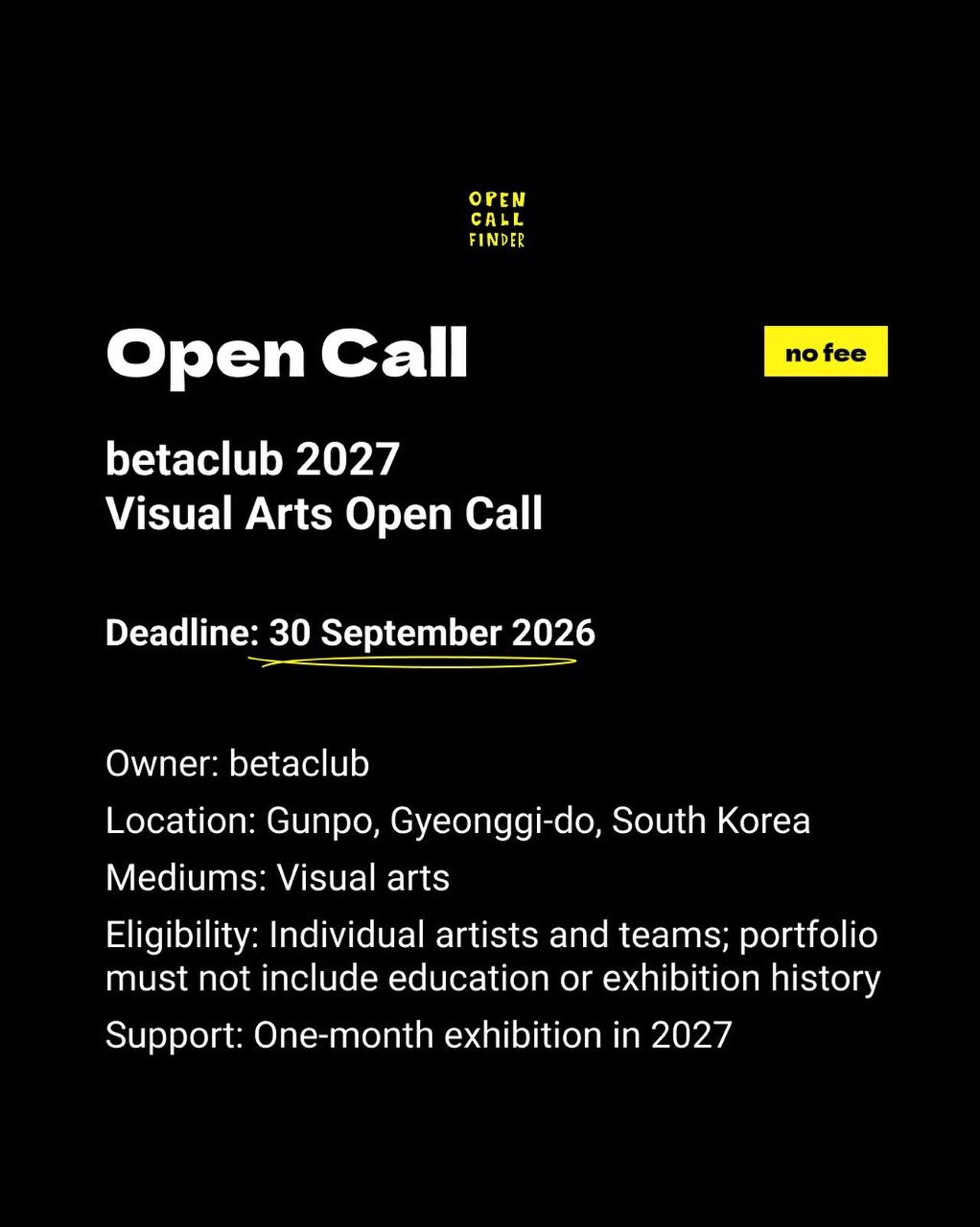 betaclub 2027 Visual Arts Open Call