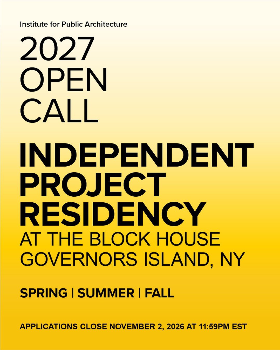 2027 Independent Project Residency at The Block House, Governors Island, NY