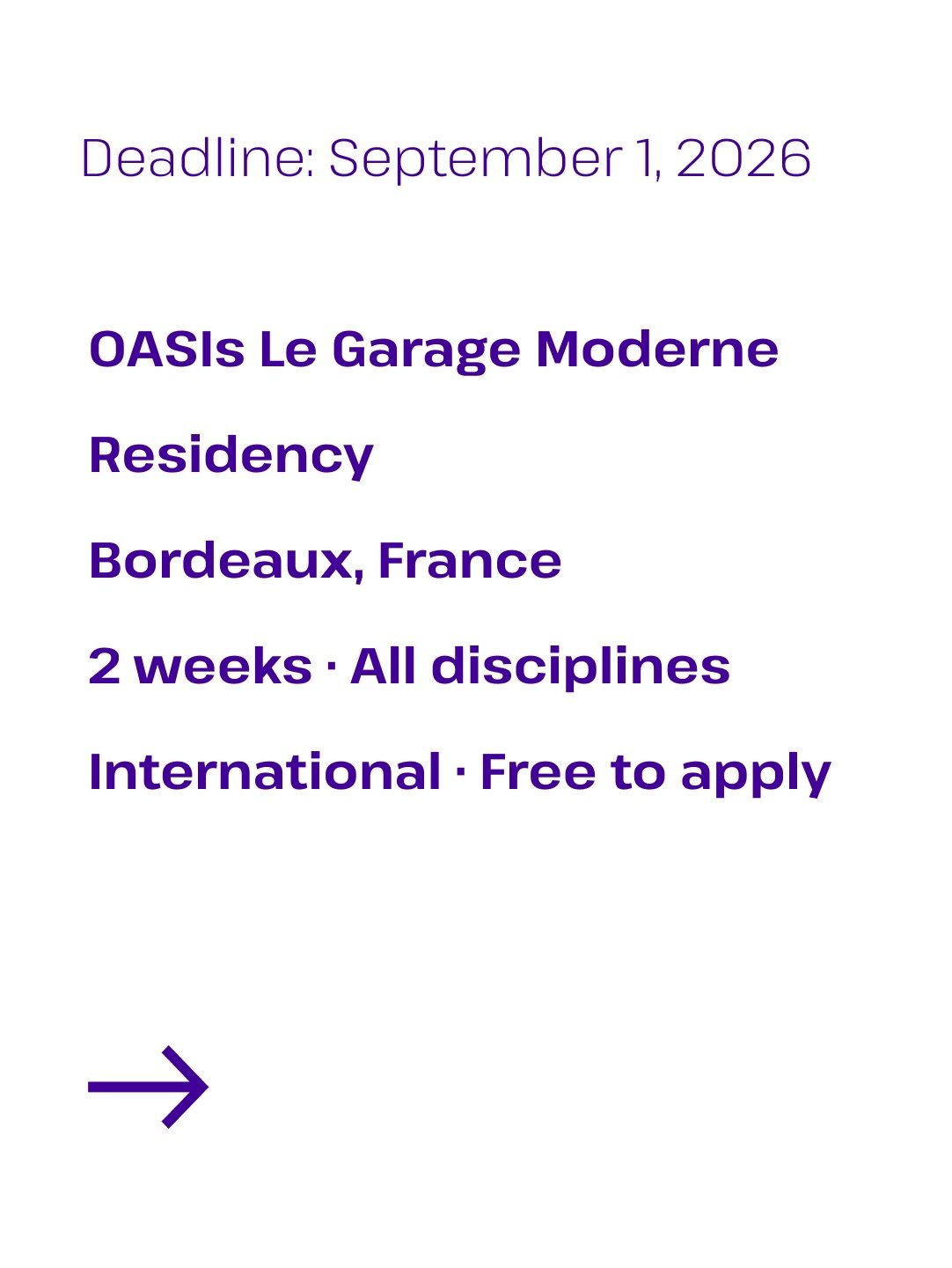 OASIs · Le Garage Moderne 2026 Residency