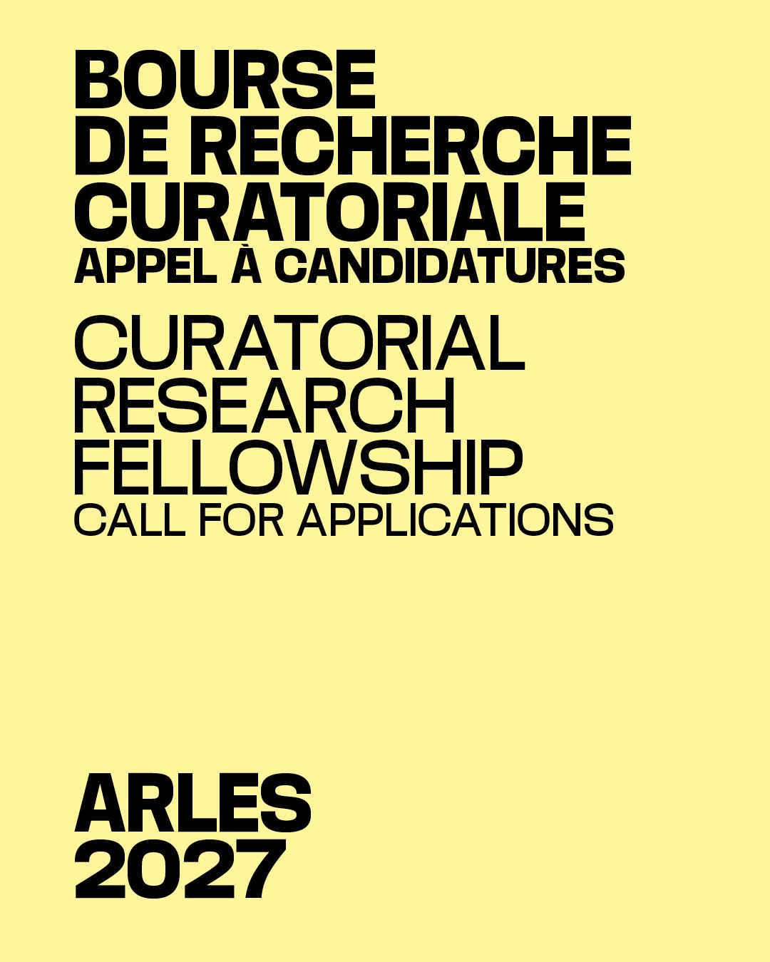 Bourse de Recherche Curatoriale 2027 - Rencontres d'Arles