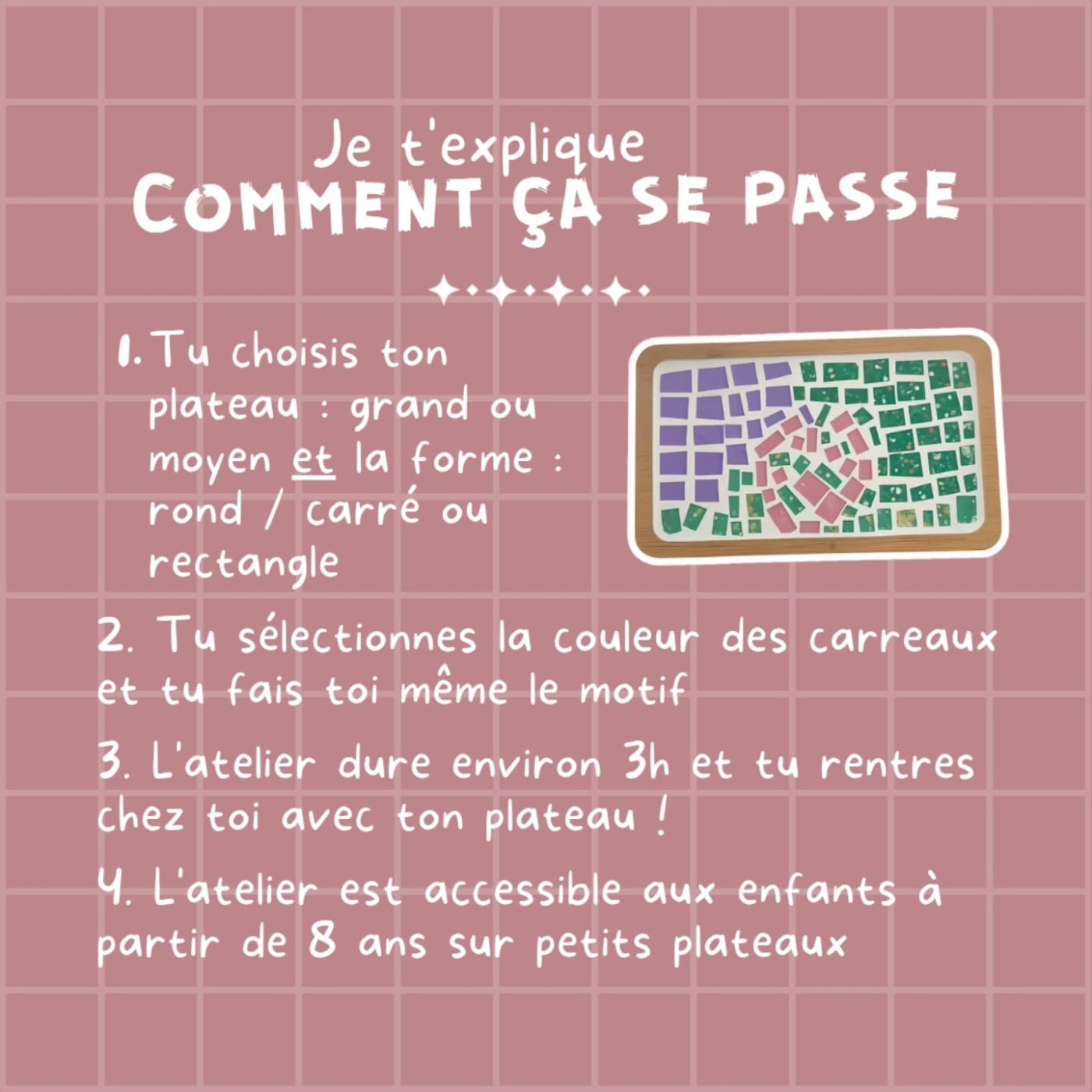 Nos ateliers Mosaïque D'Août