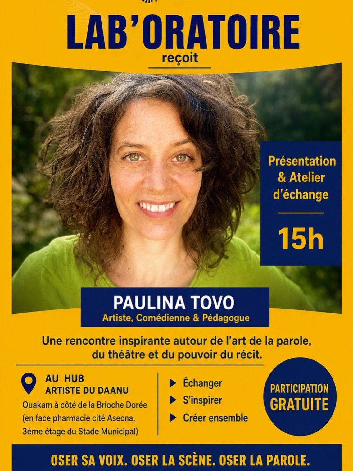 Lab’Oratoire reçoit Paulina Tovo : Présentation & Atelier d’échange