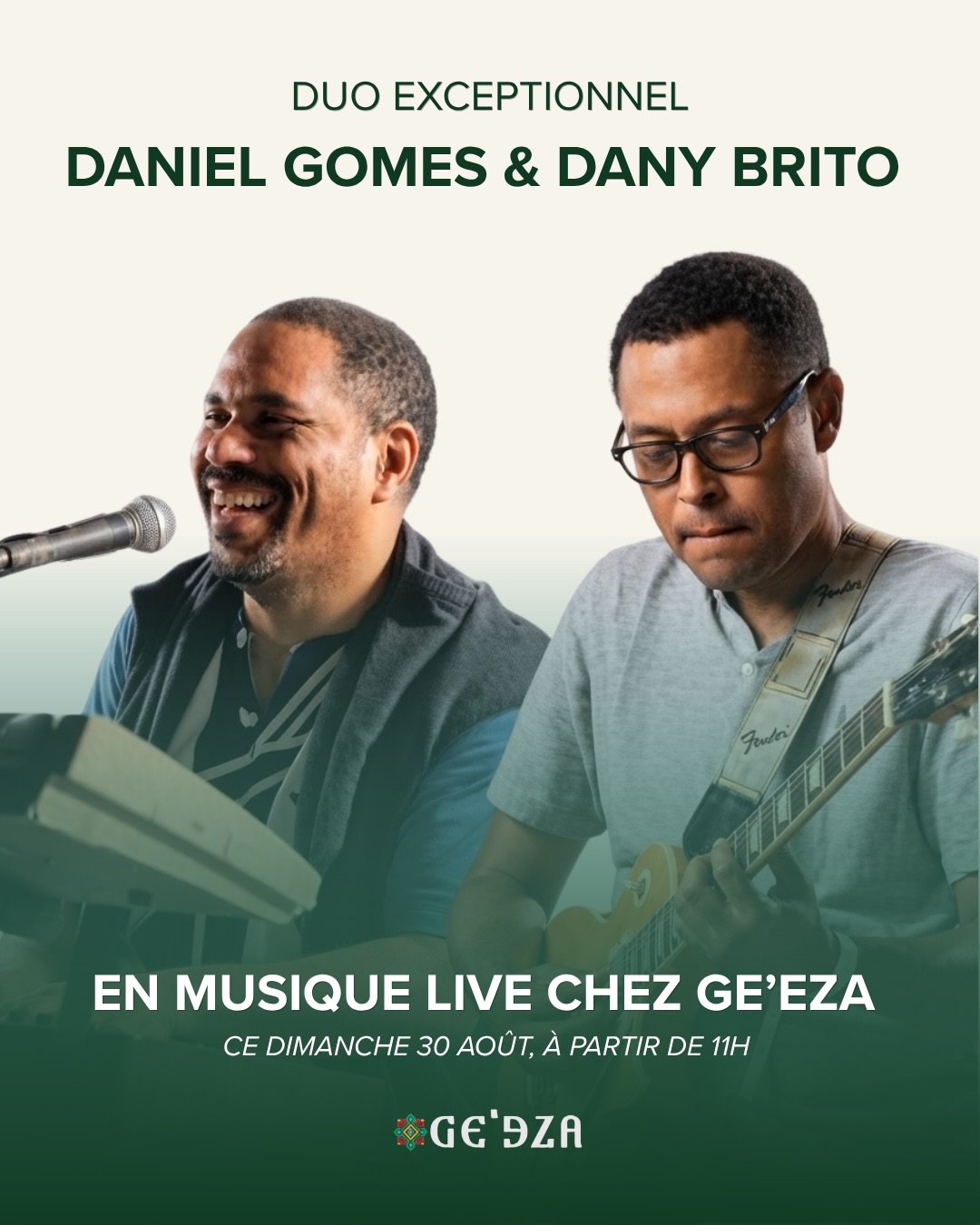 Un dimanche capverdien chez Ge'eza : Duo exceptionnel Daniel Gomes & Dany Brito en musique live