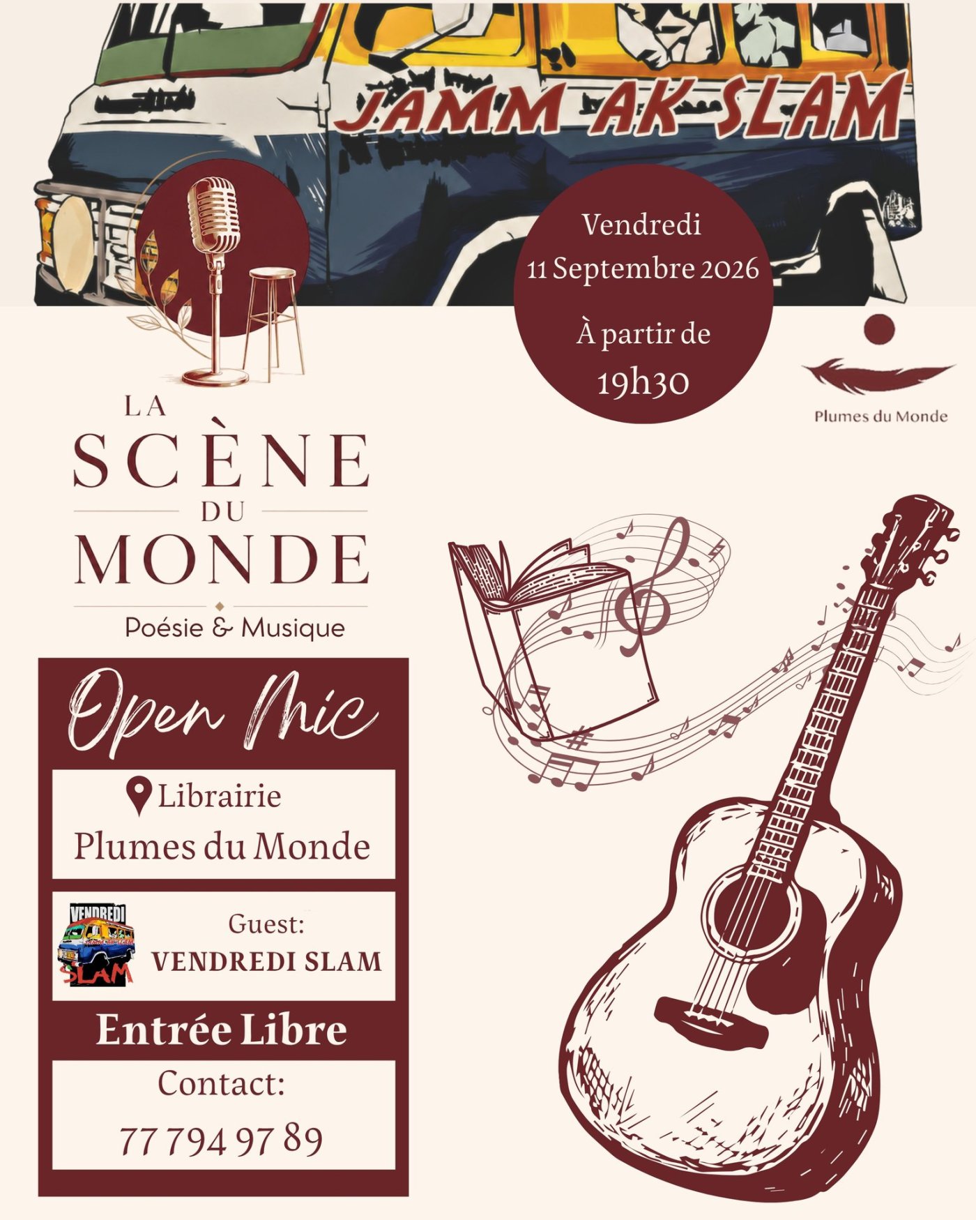LA SCÈNE DU MONDE : Open Mic / Poésie & Musique avec Vendredi Slam