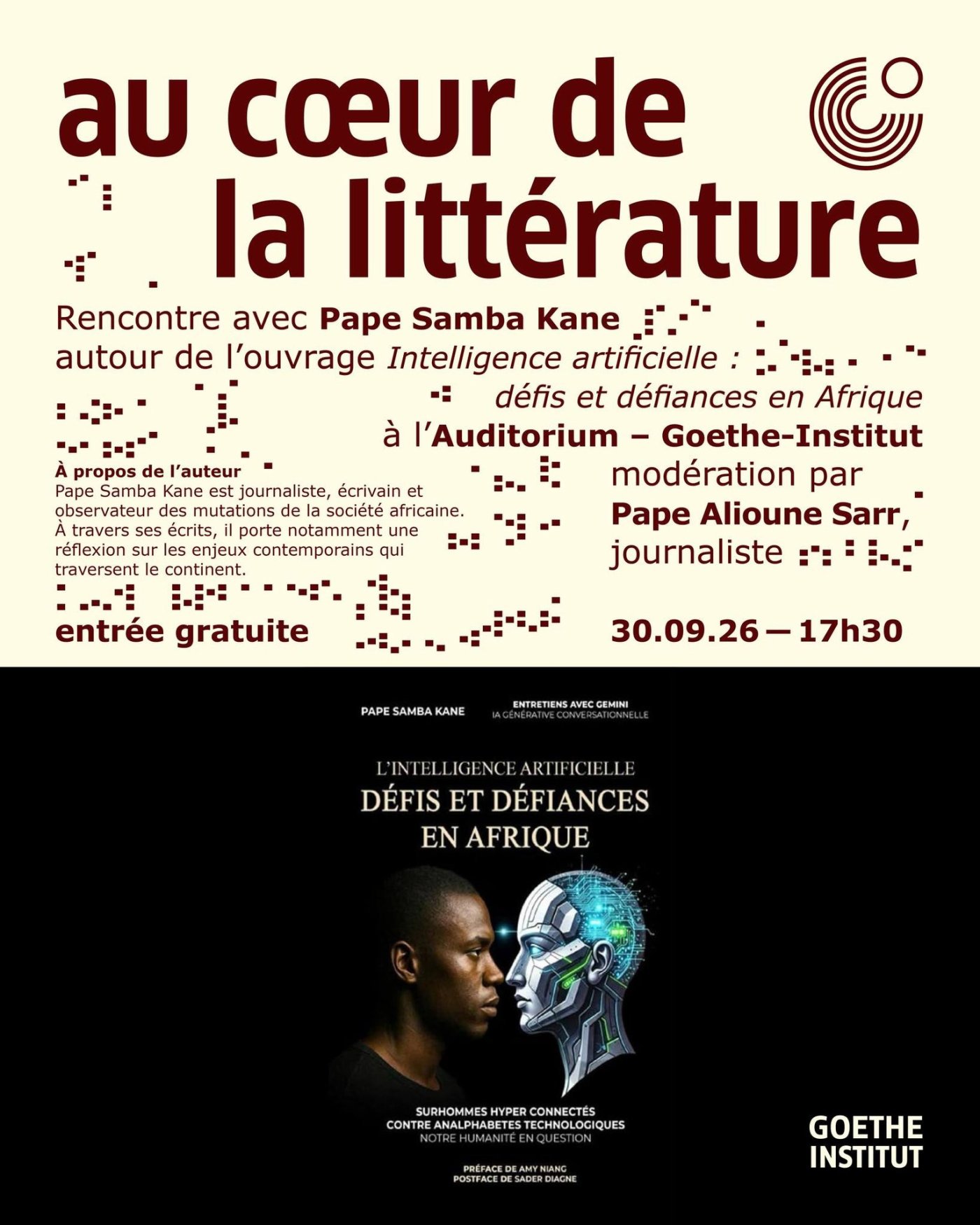 Au cœur de la littérature : Rencontre avec Pape Samba Kane autour de l'ouvrage "Intelligence artificielle : défis et défiances en Afrique"