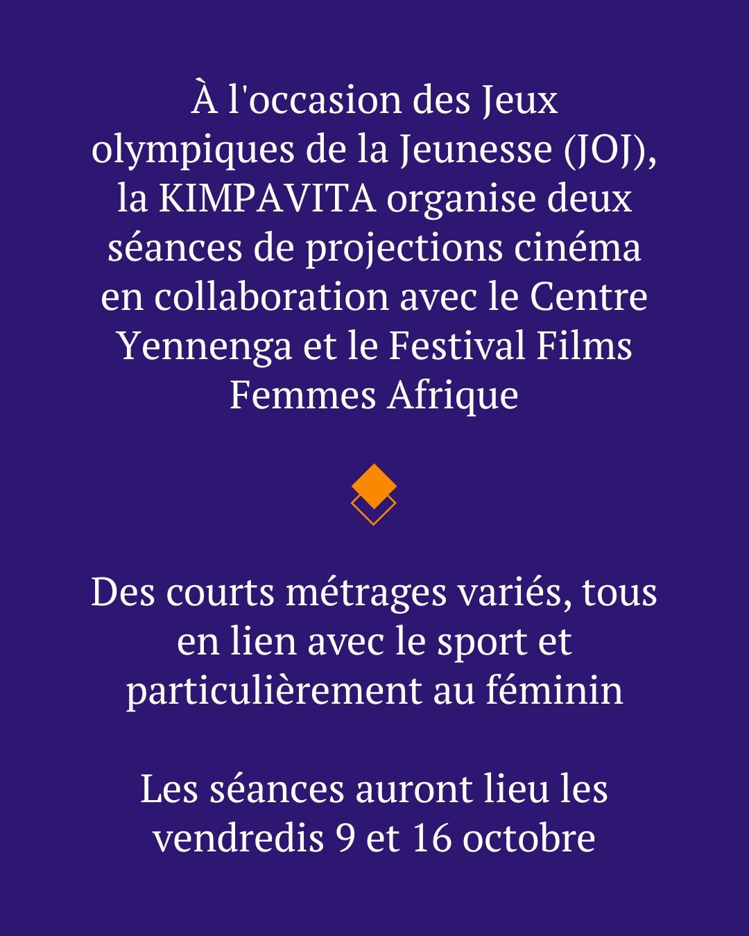 Projections spéciales JOJ - Séance du 9 octobre