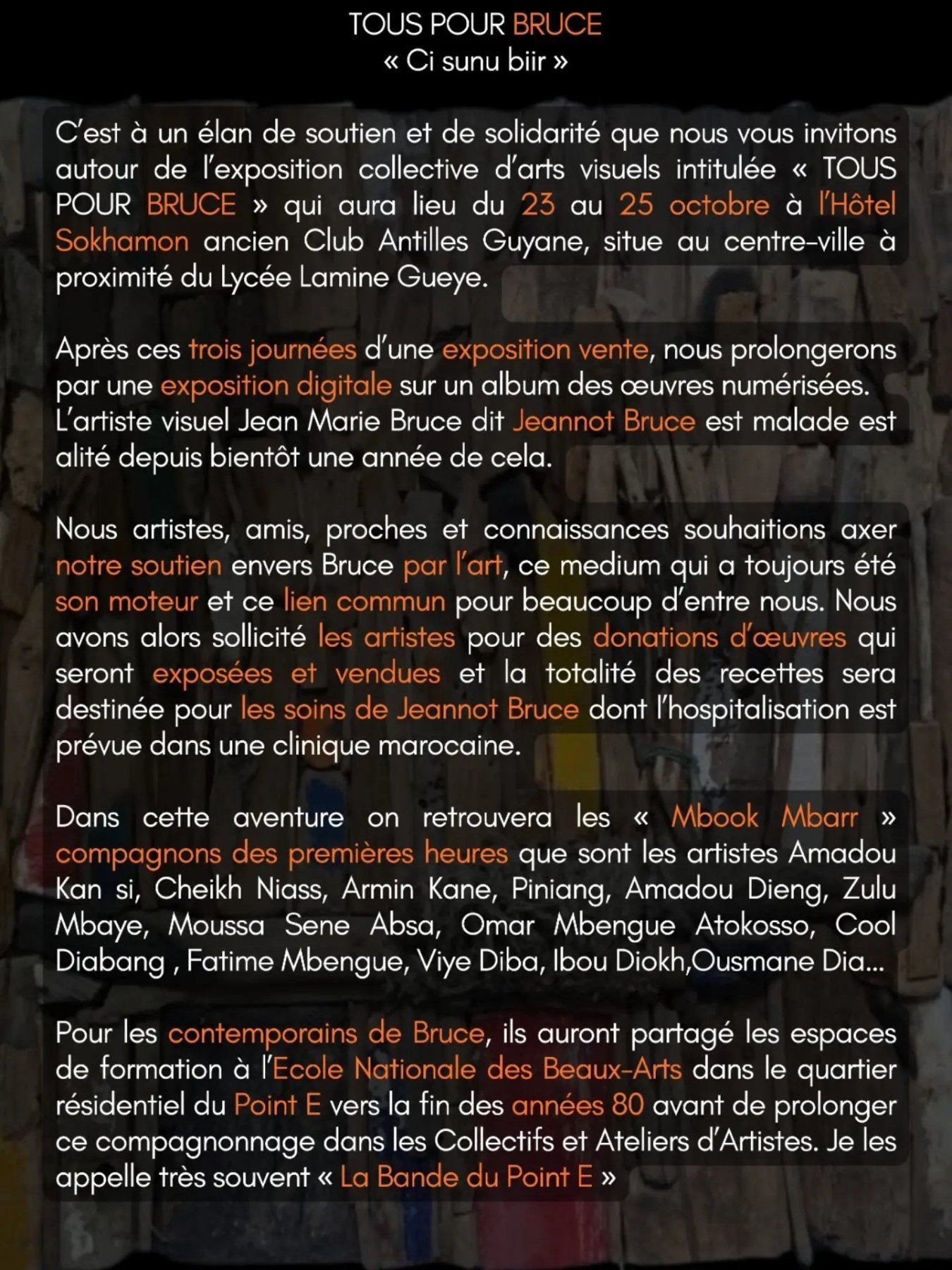 TOUS POUR BRUCE – « Ci sunu biir »